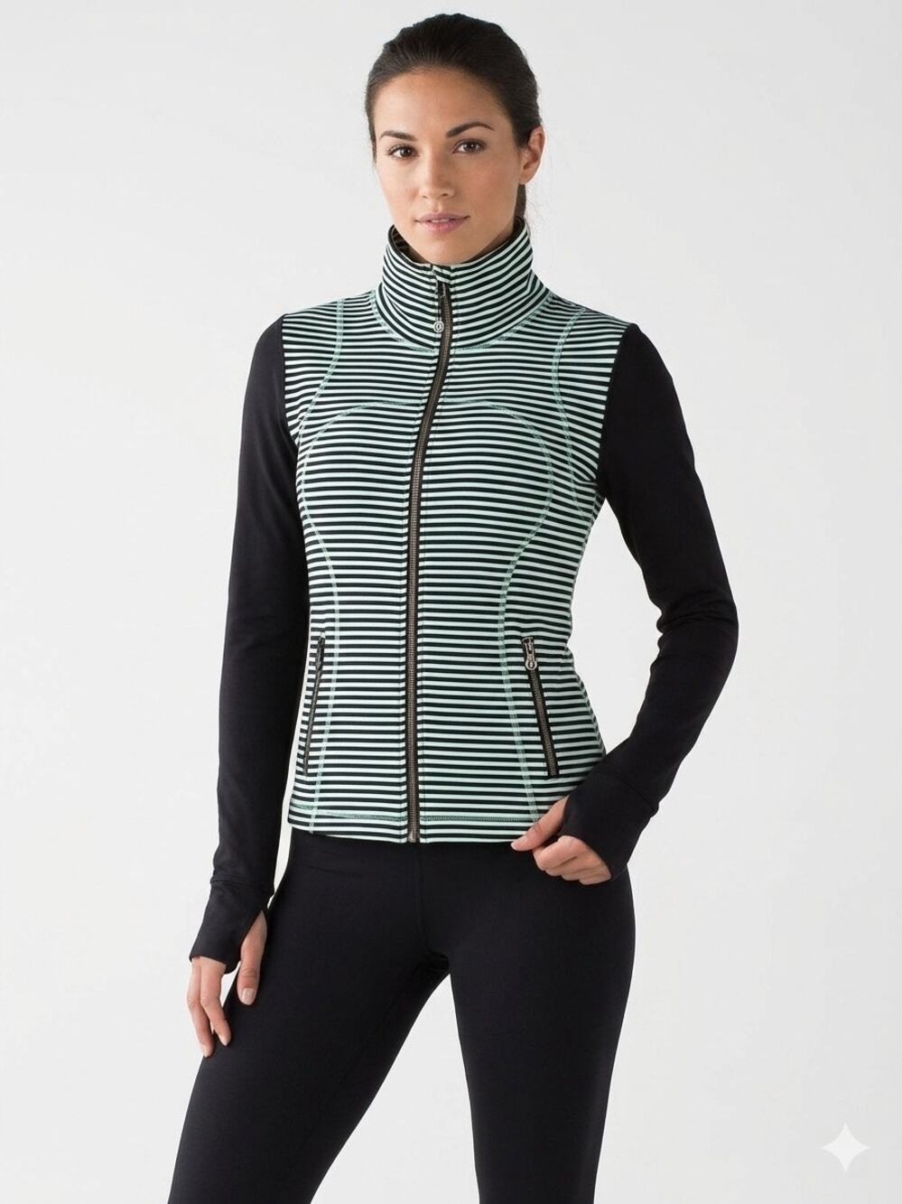 Lululemon Striped Define Jacket Full Zip Black White Womens Size 6